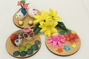 Colorful dyed natural silk cocoons used for traditional Japanese handicrafts