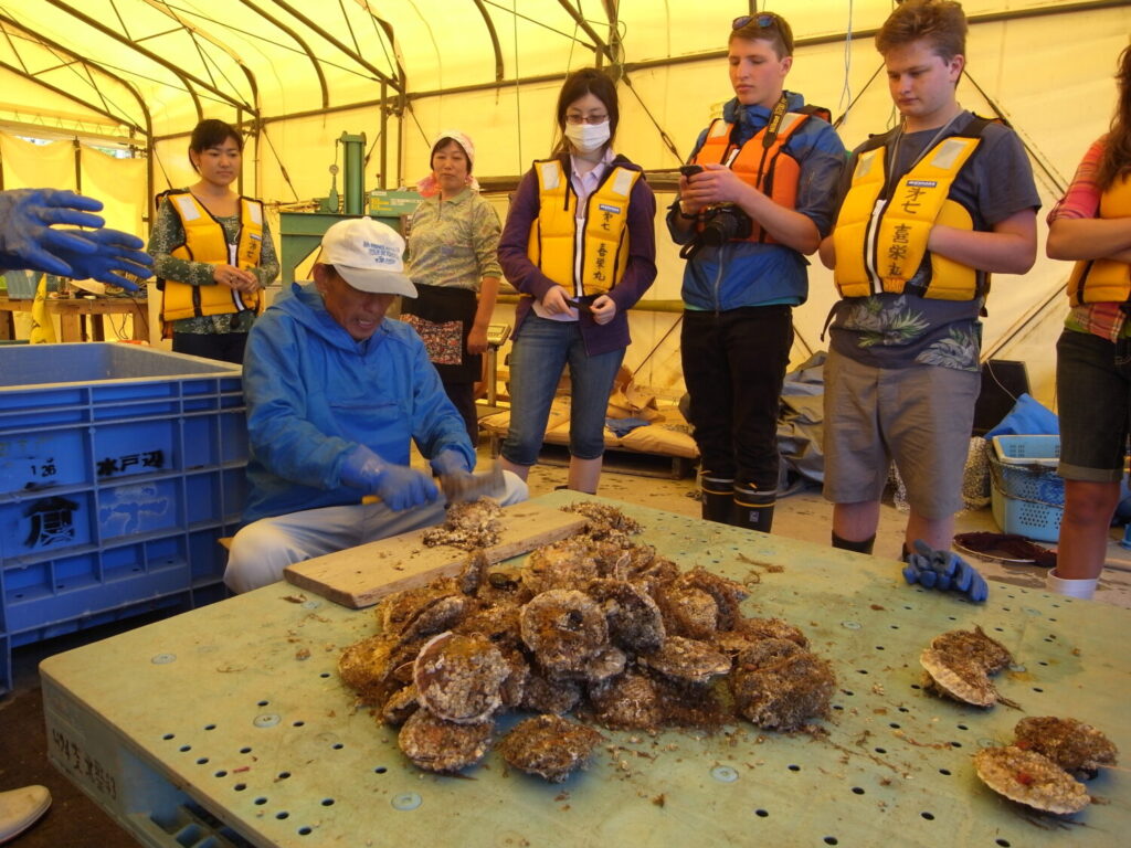 Participants learning about nature and livelihoods through Minamisanriku’s fishing industry
