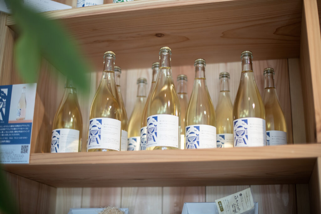 A great selection of locally produced wines beautifully displayed at the Minamisanriku Winery shop