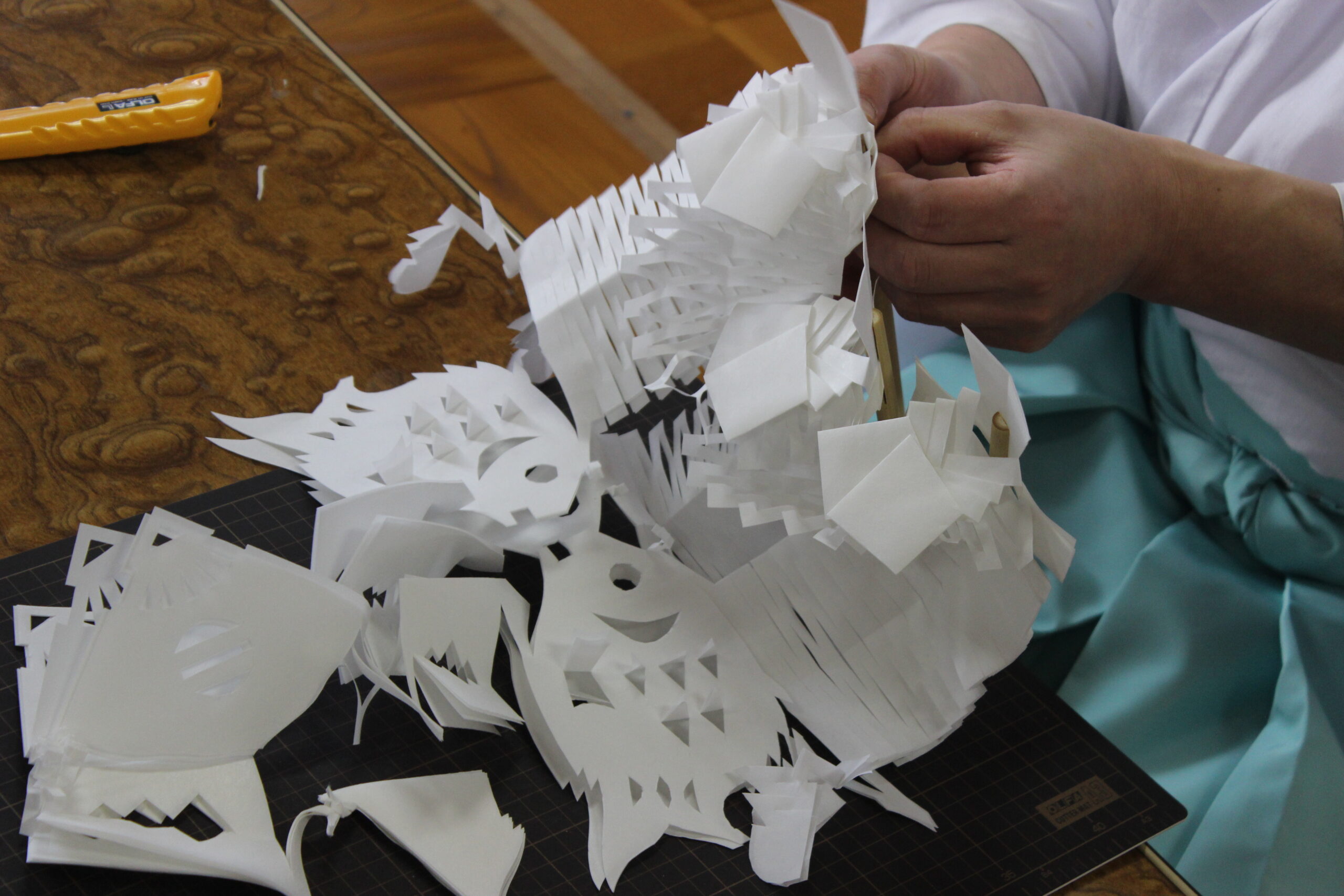 Traditional sacred Kiriko paper-cutting craft experience in Minamisanriku