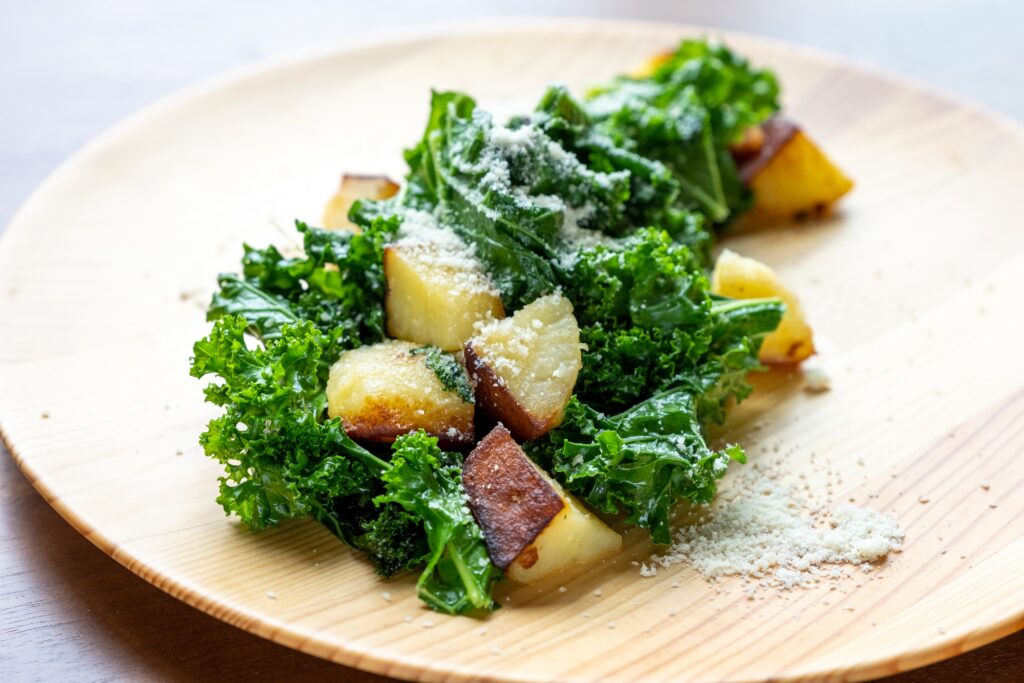 Locally grown fresh kale from Minamisanriku