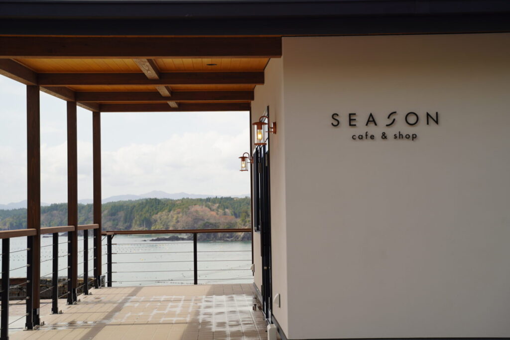 Beautiful ocean view from the cafe in Utatsu, Minamisanriku