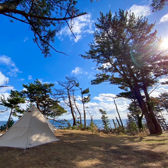 Ocean view from Kamiwarizaki Campsite in Minamisanriku