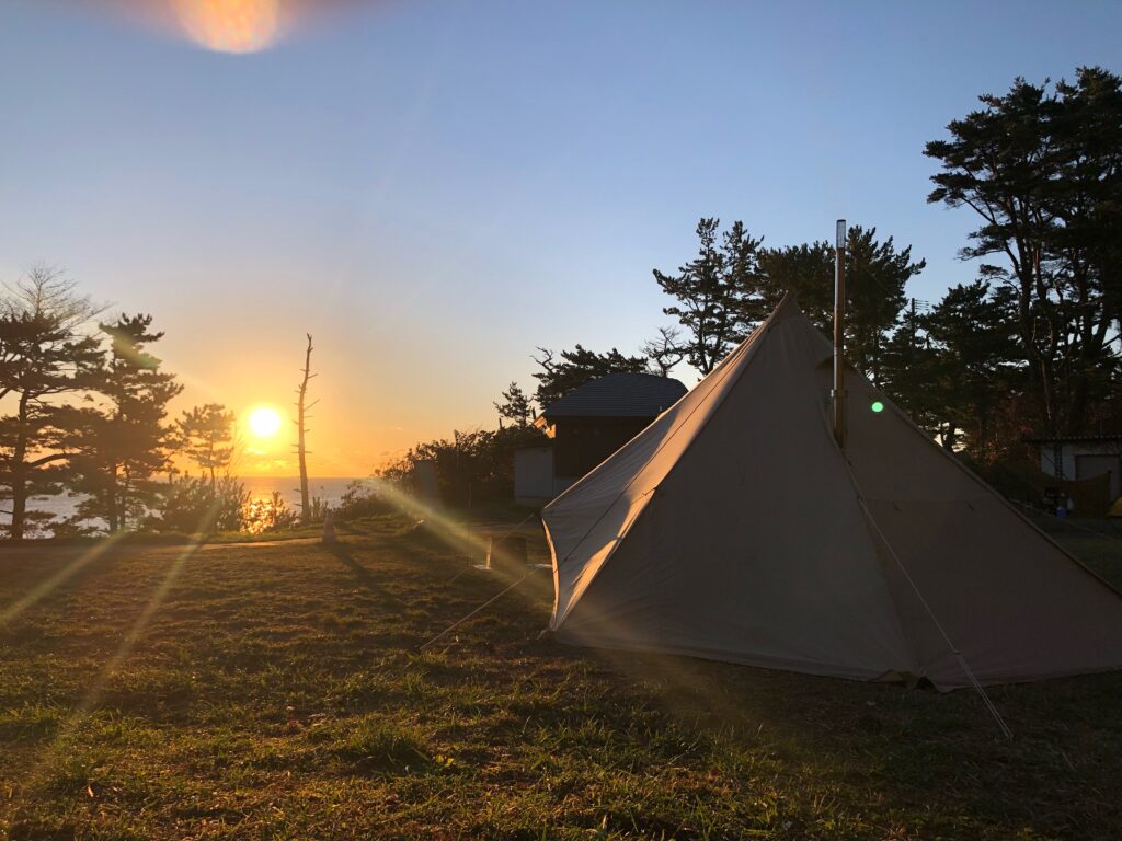 Ocean view from Kamiwarizaki Campsite in Minamisanriku