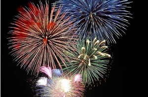 志津川湾夏祭りでの花火