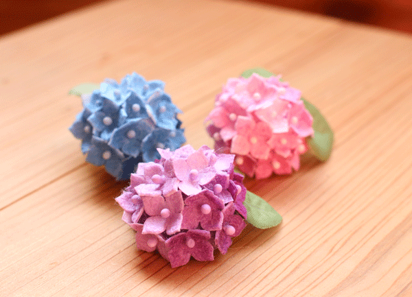 【あじさいブローチ】